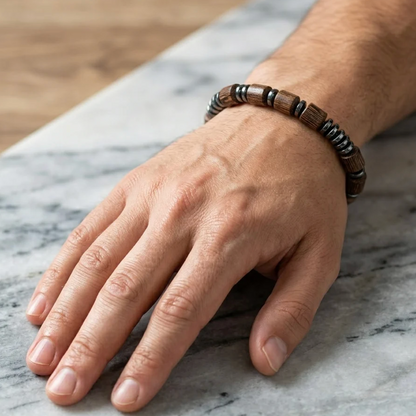 Classic Hematite & Wooden Stretch Bracelet