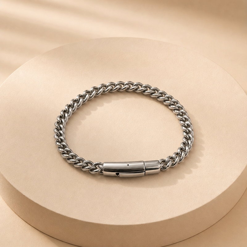 Stainless Steel Cuban Link Bracelet for Men
