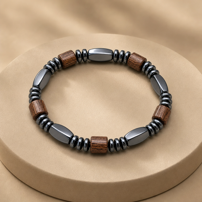 Classic Hematite & Wooden Stretch Bracelet