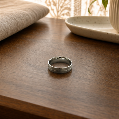 Classic Brushed Stainless Steel Ring for Men | Minimalist Silver Band