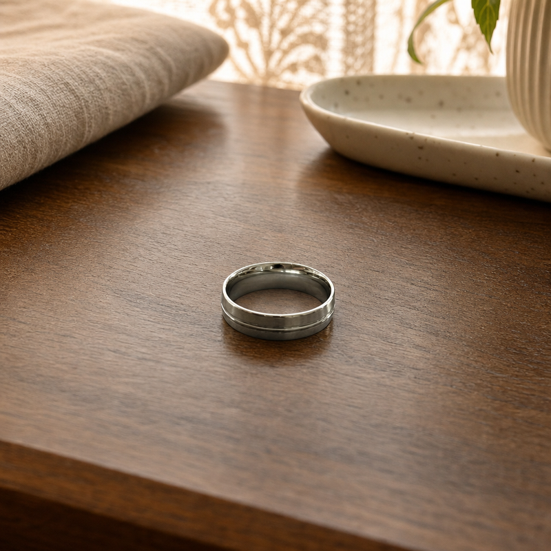 Classic Brushed Stainless Steel Ring for Men | Minimalist Silver Band