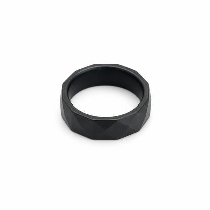 Faceted Black Tungsten Carbide Ring for Men