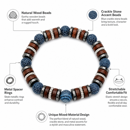 Bead And Wooden Bracelet For Mens