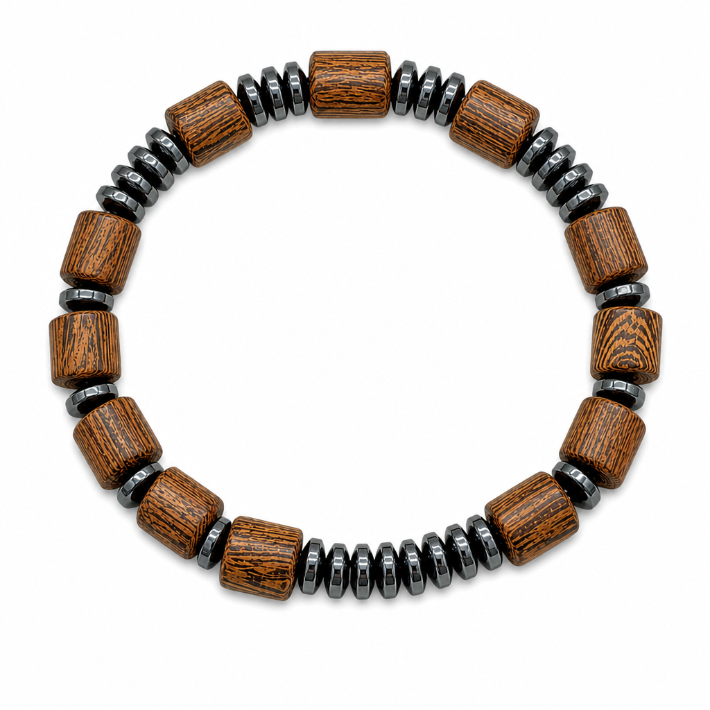 Classic Hematite & Wooden Stretch Bracelet