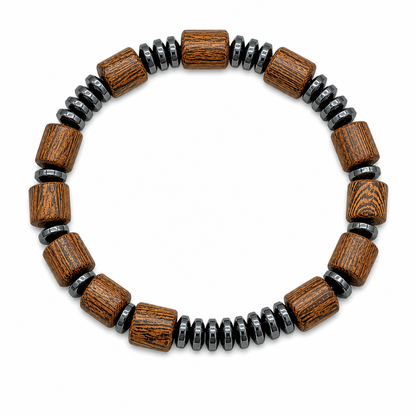 Classic Hematite & Wooden Stretch Bracelet