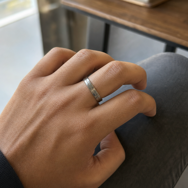 Classic Brushed Stainless Steel Ring for Men | Minimalist Silver Band