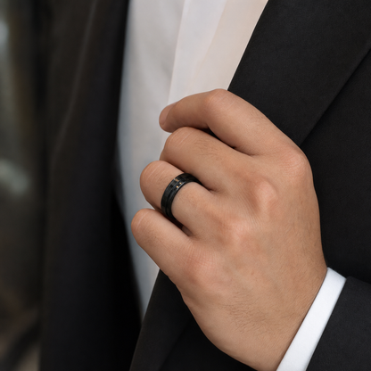 Dual Flash Eclipse Black Stainless Steel Ring