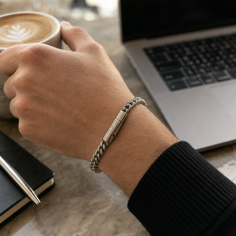 Stainless Steel Cuban Link Bracelet for Men
