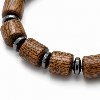 Classic Hematite & Wooden Stretch Bracelet