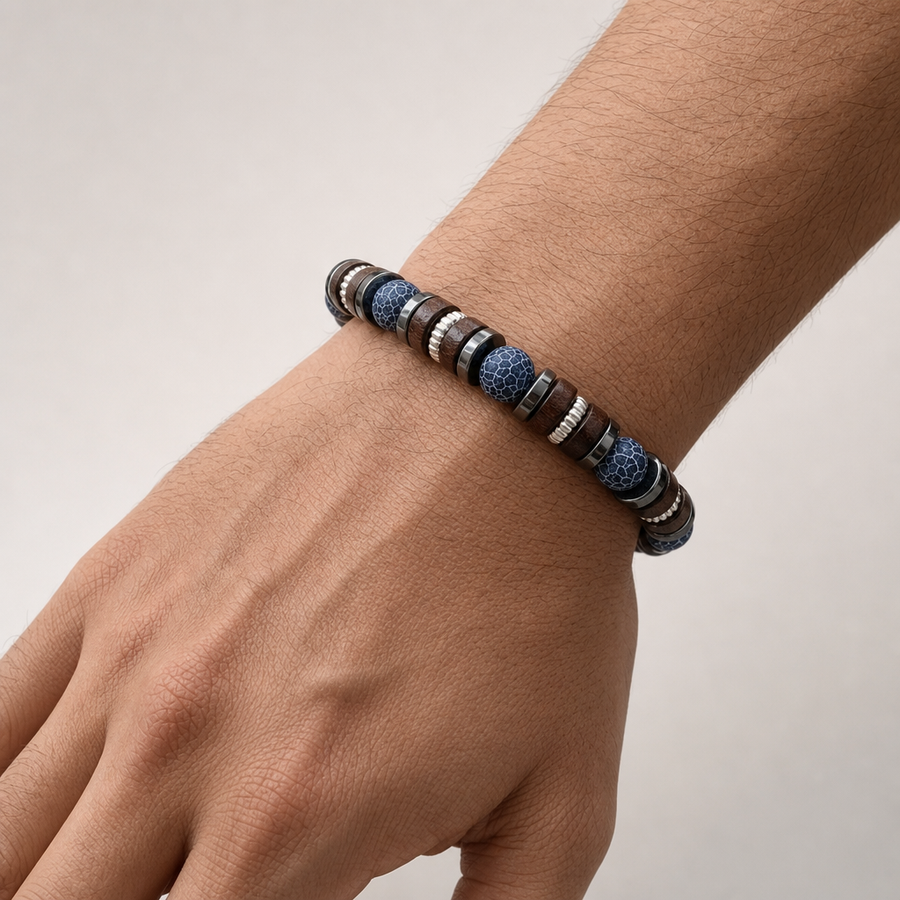 Bead And Wooden Bracelet For Mens