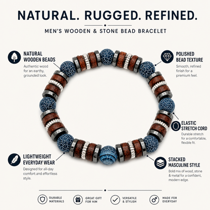 Bead And Wooden Bracelet For Mens