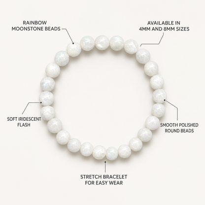 Rainbow Moonstone Aura Bracelet