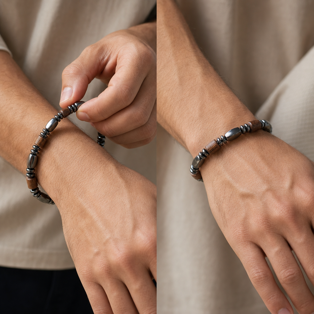 Classic Hematite & Wooden Stretch Bracelet