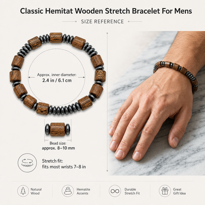 Classic Hematite & Wooden Stretch Bracelet