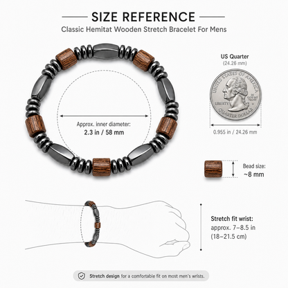 Classic Hematite & Wooden Stretch Bracelet