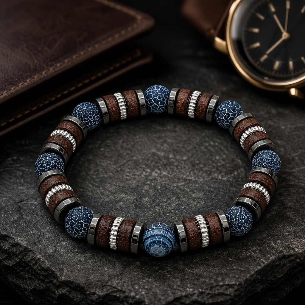 Bead And Wooden Bracelet For Mens