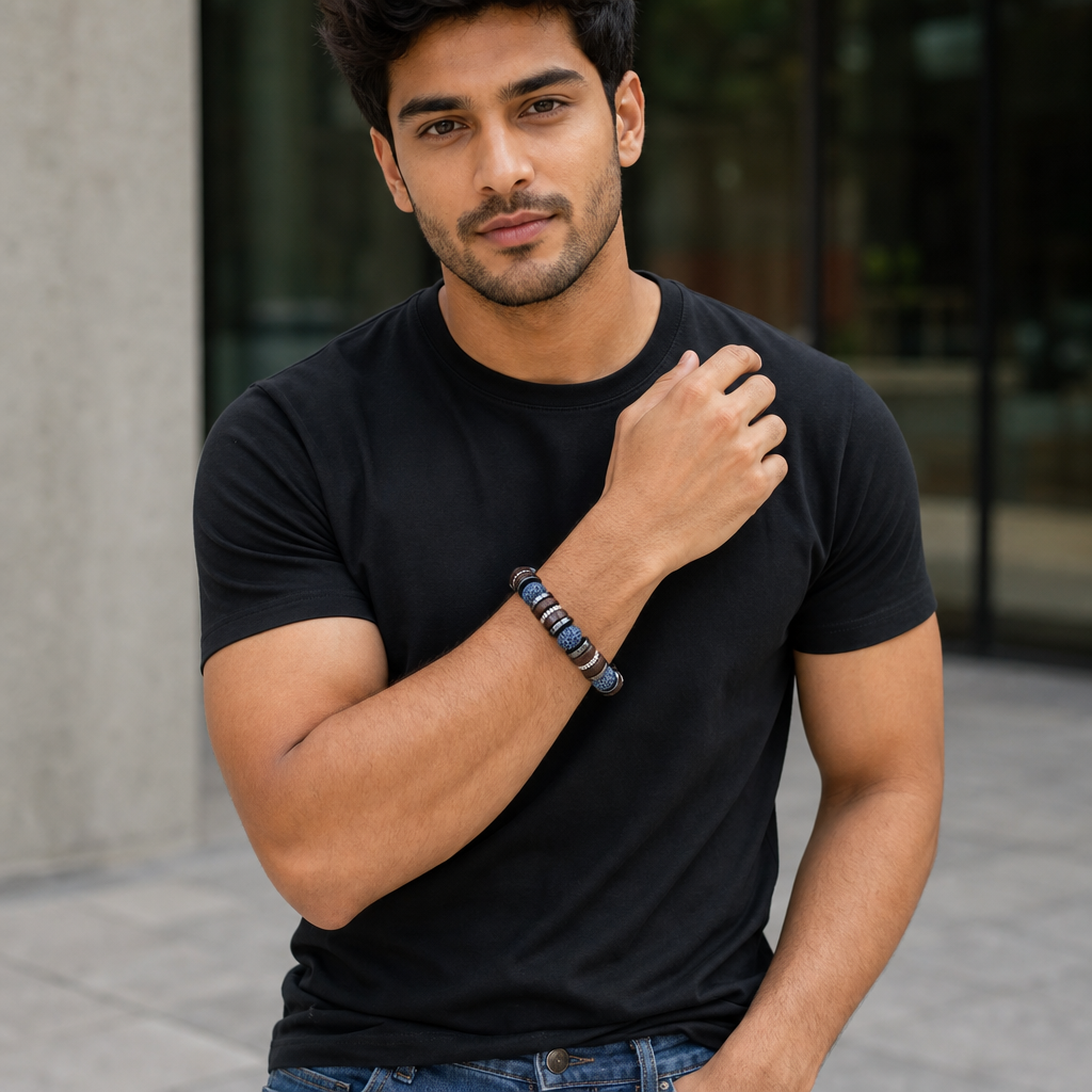 Bead And Wooden Bracelet For Mens