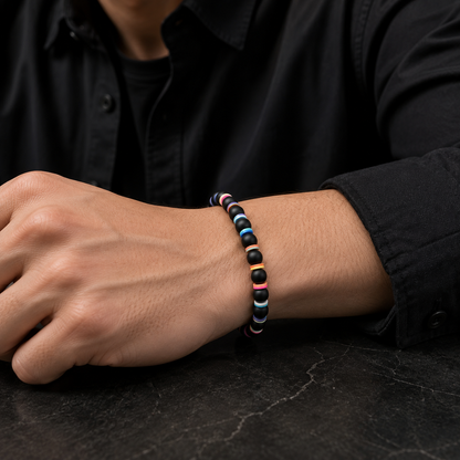 Color Pop Black Beaded Bracelet for Men