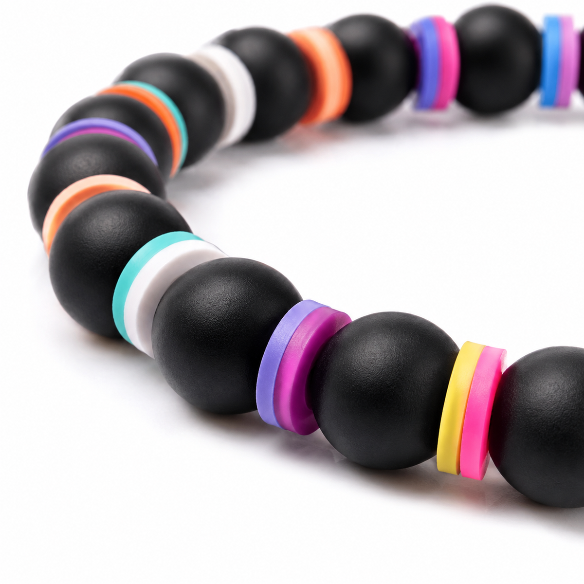 Color Pop Black Beaded Bracelet for Men