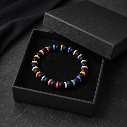 Color Pop Black Beaded Bracelet for Men