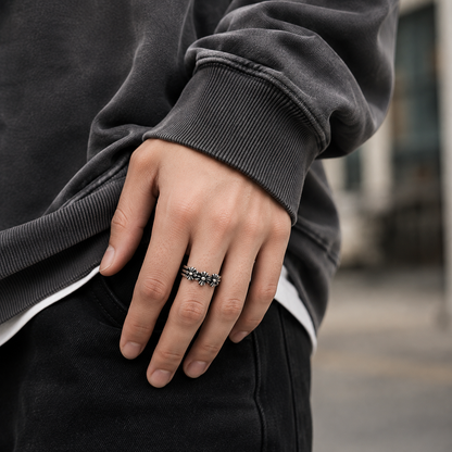 Trinity Cross Adjustable Stainless Steel Ring for Men