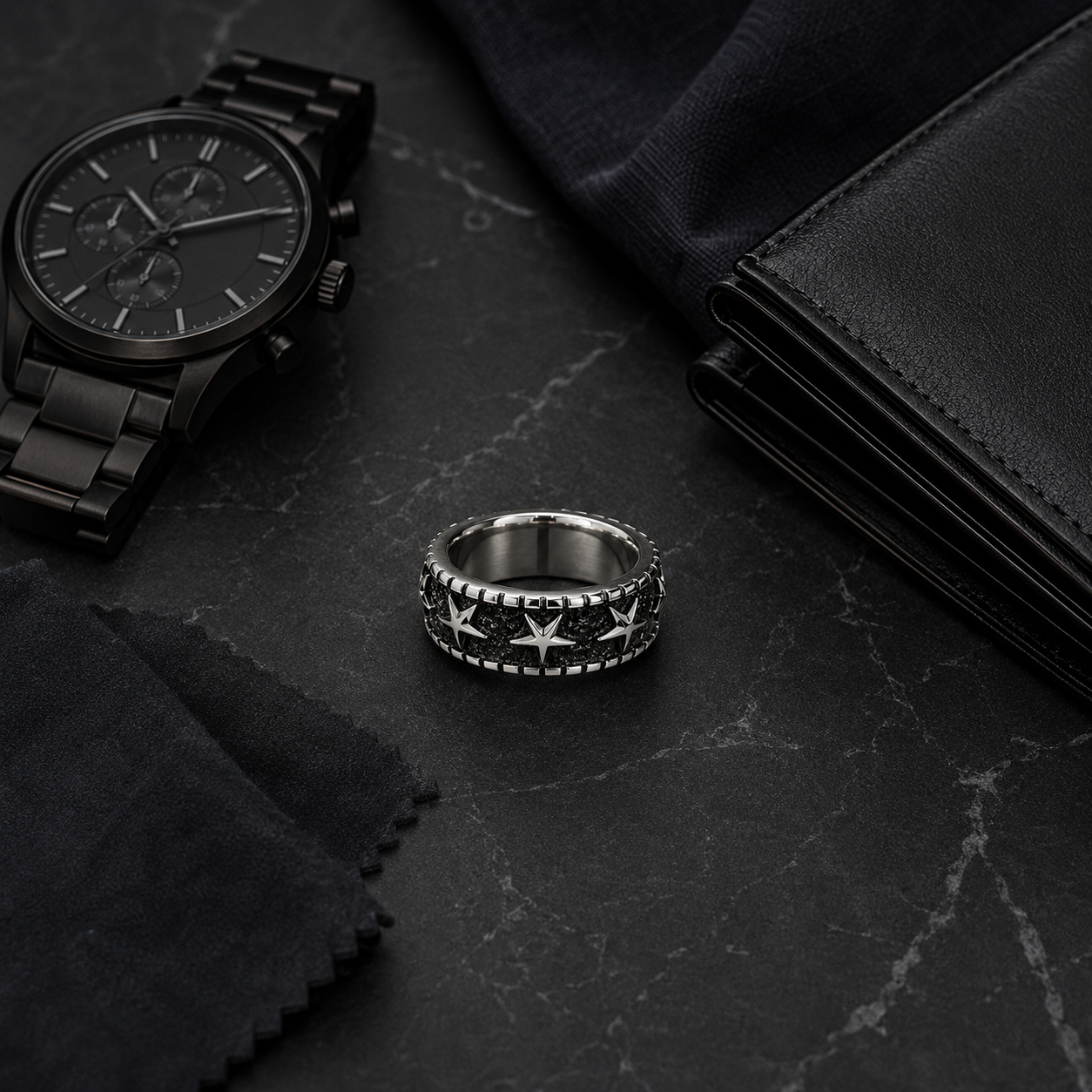 Zyvor Celestial Star Stainless Steel Ring for Men