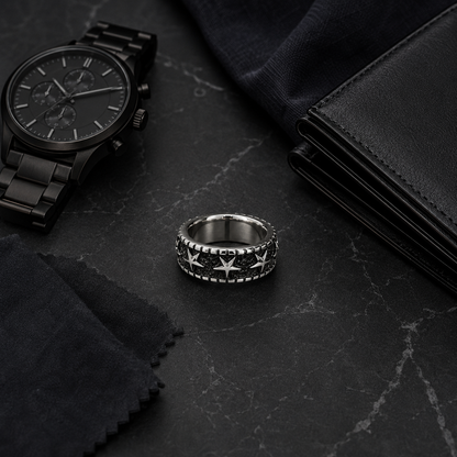 Zyvor Celestial Star Stainless Steel Ring for Men
