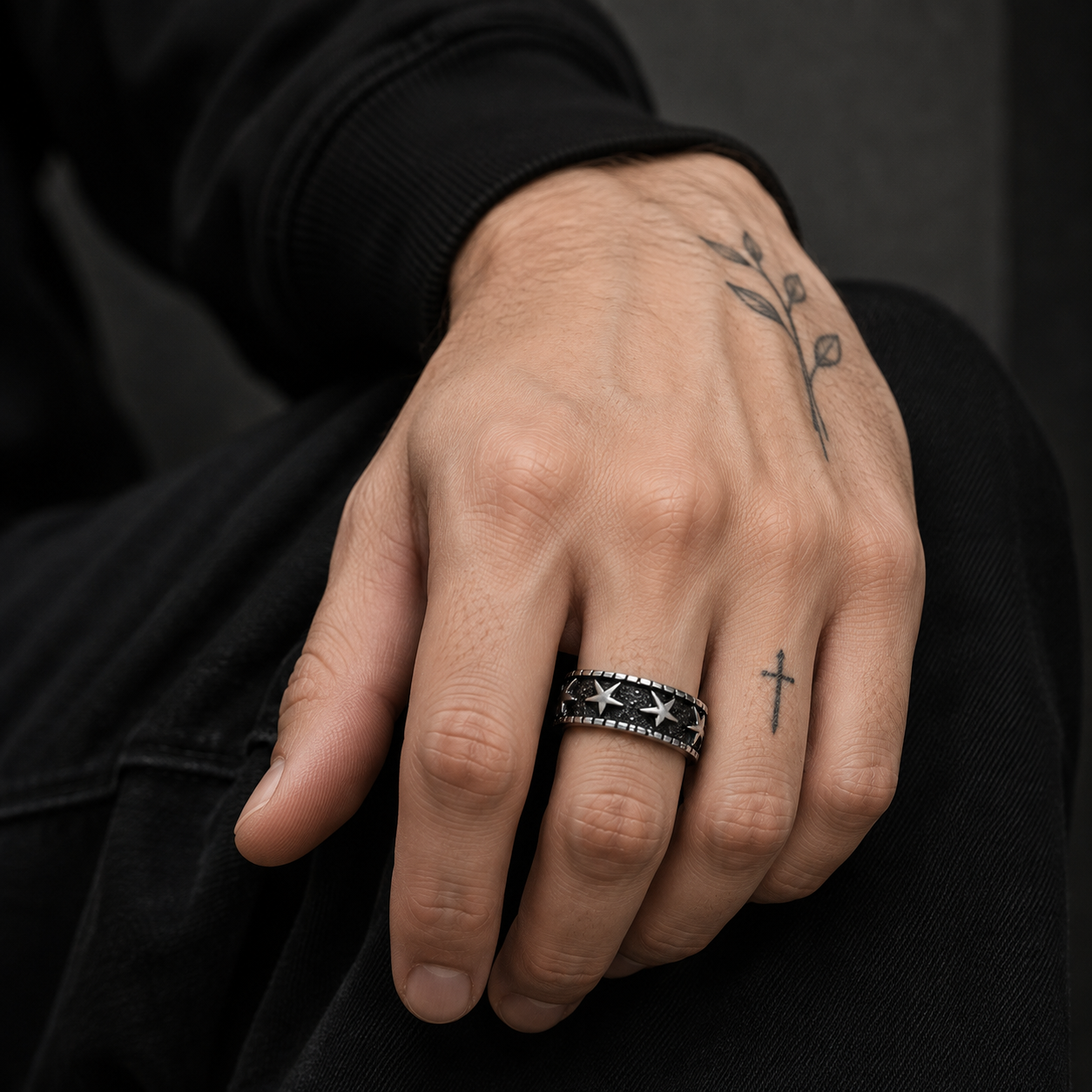 Zyvor Celestial Star Stainless Steel Ring for Men