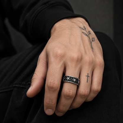 Zyvor Celestial Star Stainless Steel Ring for Men