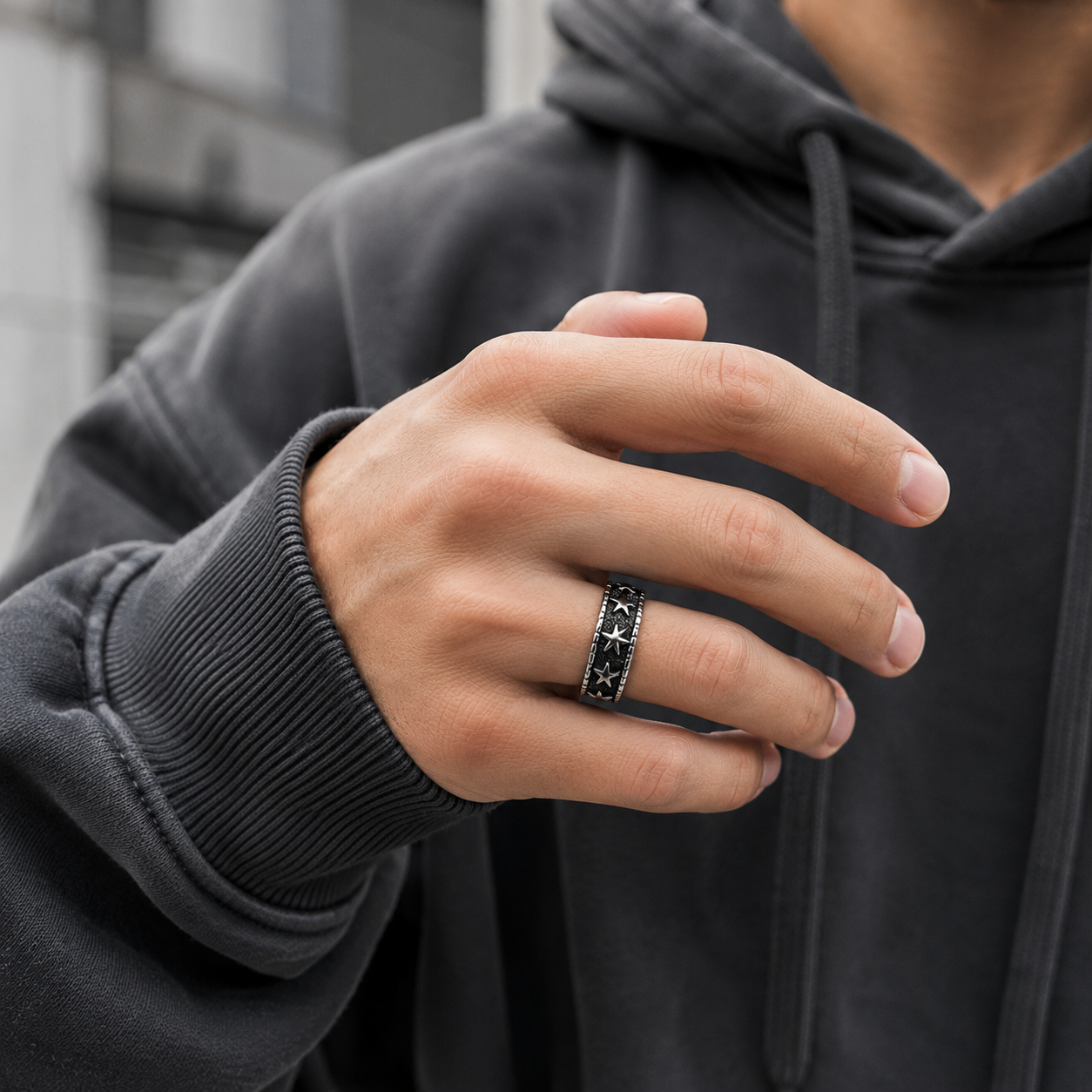 Zyvor Celestial Star Stainless Steel Ring for Men