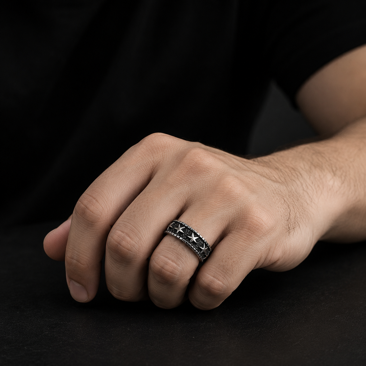 Zyvor Celestial Star Stainless Steel Ring for Men