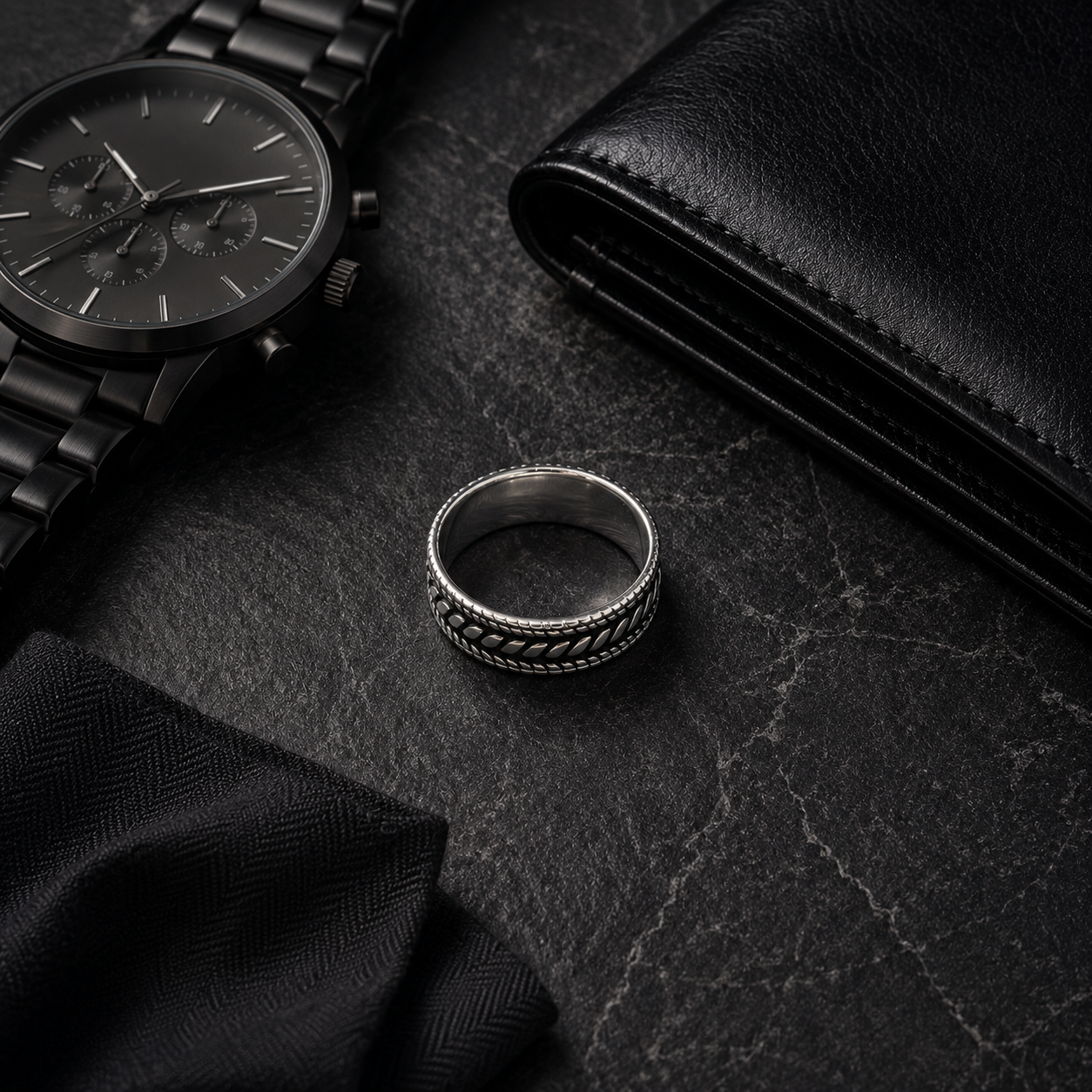 Zyvor Heritage Weave Stainless Steel Ring for Men