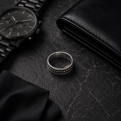 Zyvor Heritage Weave Stainless Steel Ring for Men