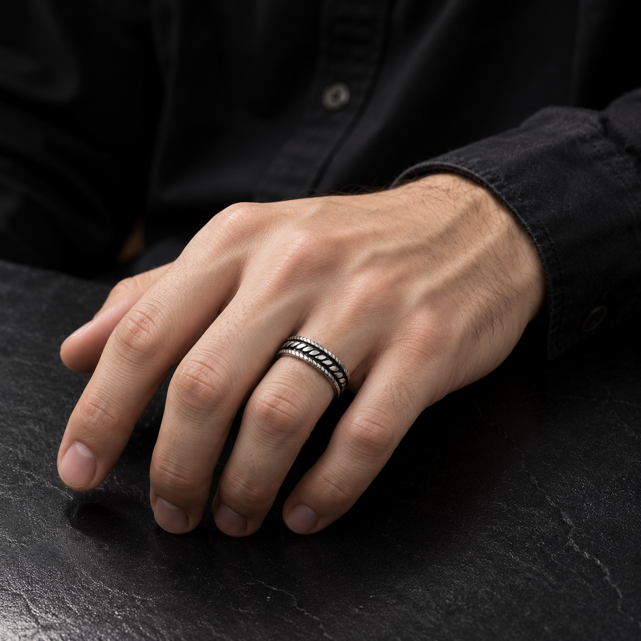 Zyvor Heritage Weave Stainless Steel Ring for Men