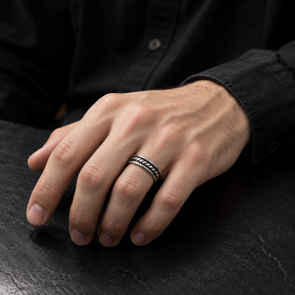 Zyvor Heritage Weave Stainless Steel Ring for Men
