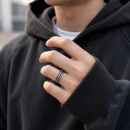 Zyvor Heritage Weave Stainless Steel Ring for Men