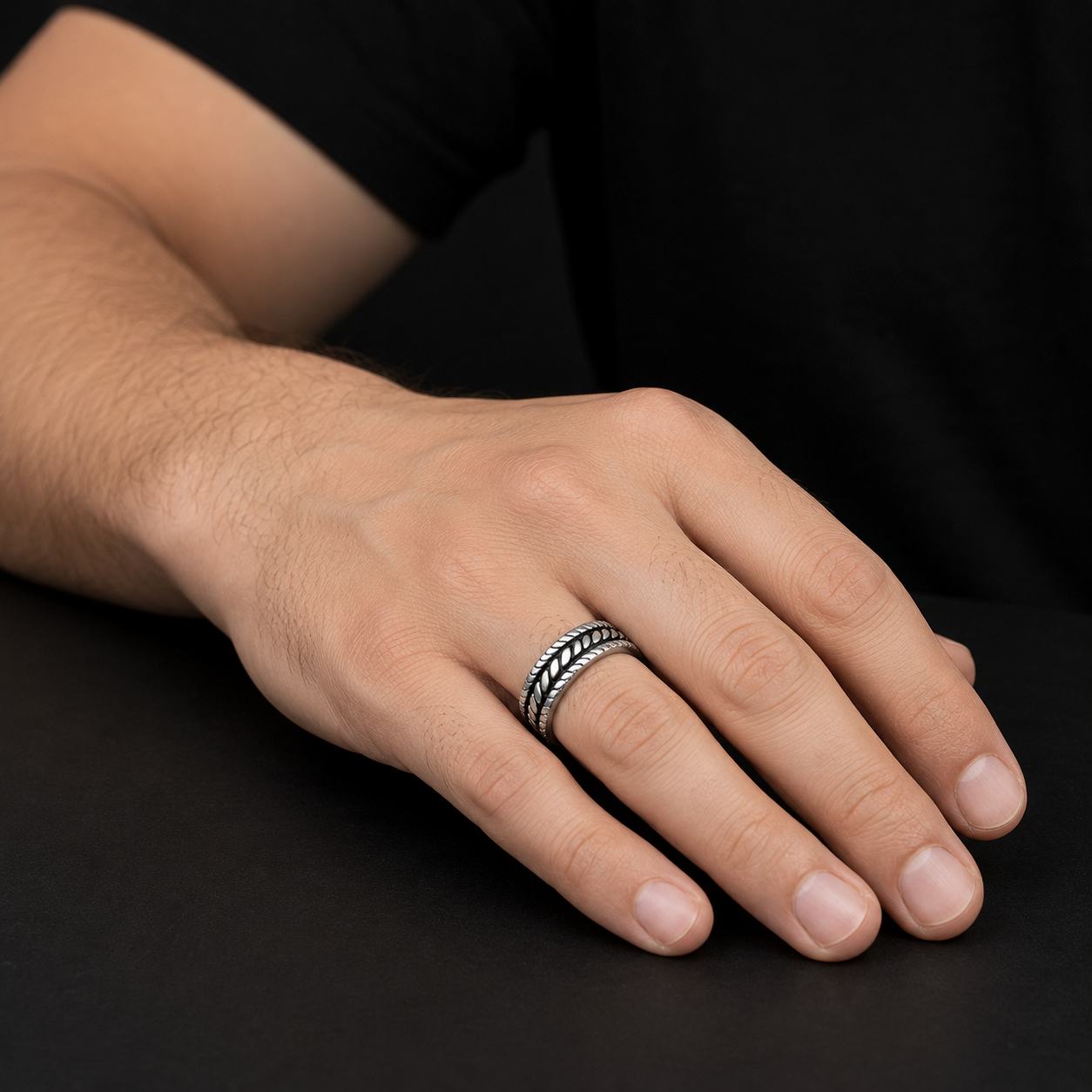 Zyvor Heritage Weave Stainless Steel Ring for Men