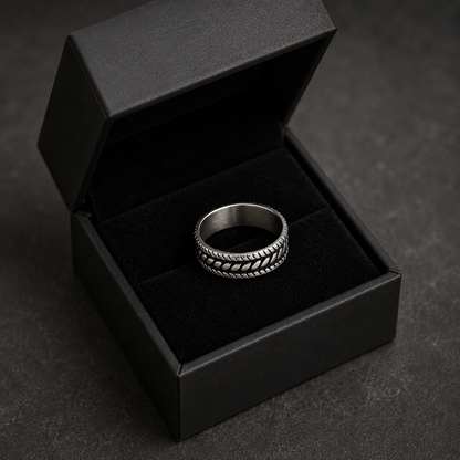 Zyvor Heritage Weave Stainless Steel Ring for Men