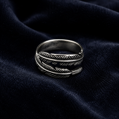 Zyvor Feather Wrap Adjustable Stainless Steel Ring for Men