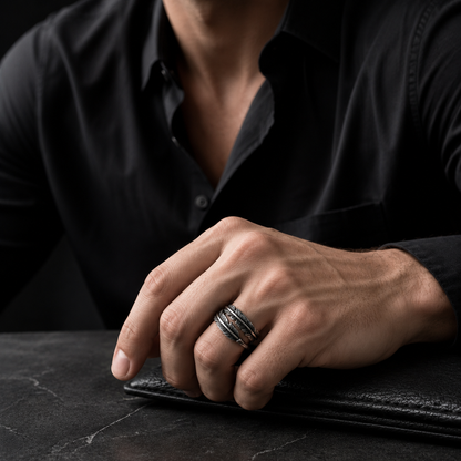 Zyvor Feather Wrap Adjustable Stainless Steel Ring for Men