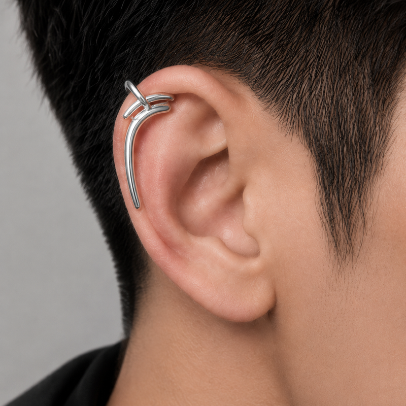 Silver Fang Ear Cuff for Men
