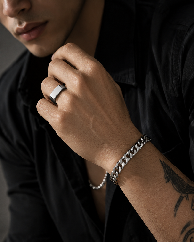 Zyvor Stainless Steel Signet Ring for Men