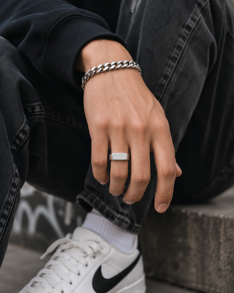 Zyvor Stainless Steel Signet Ring for Men