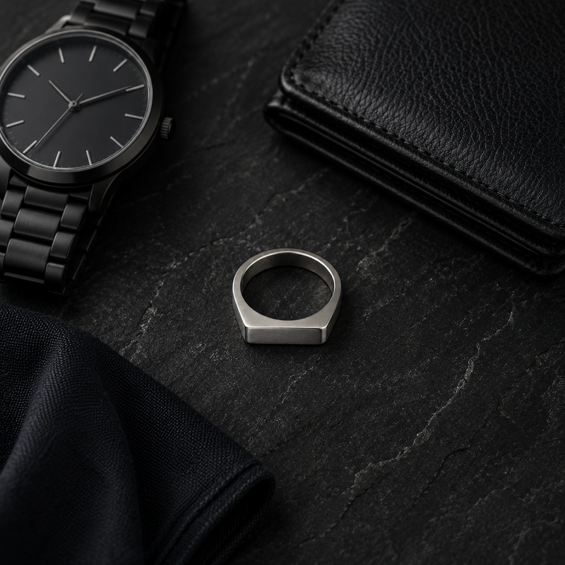 Zyvor Stainless Steel Signet Ring for Men