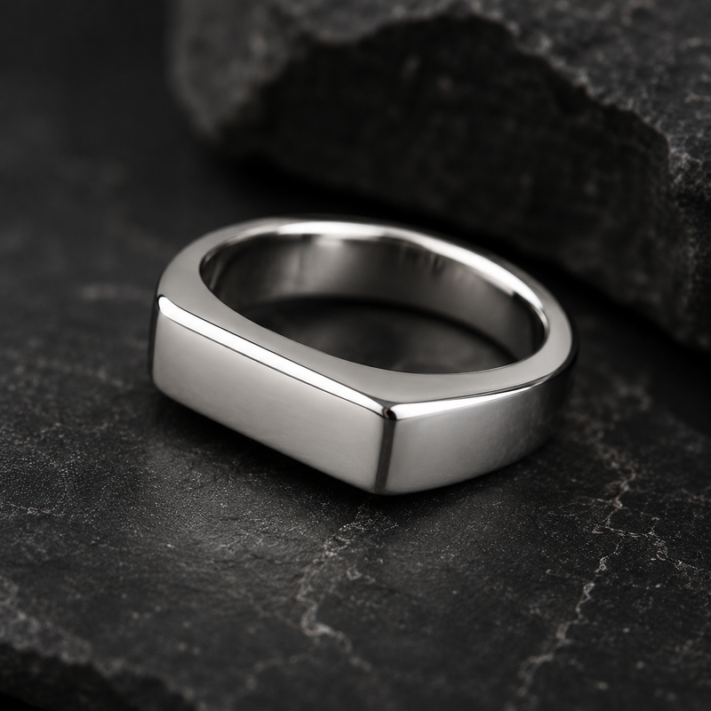 Zyvor Stainless Steel Signet Ring for Men