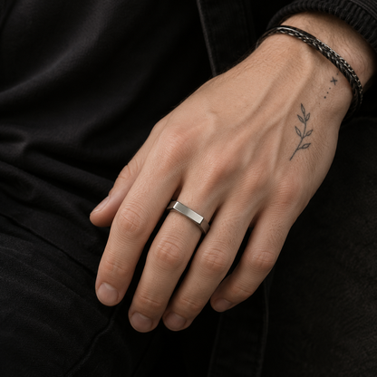 Zyvor Stainless Steel Signet Ring for Men