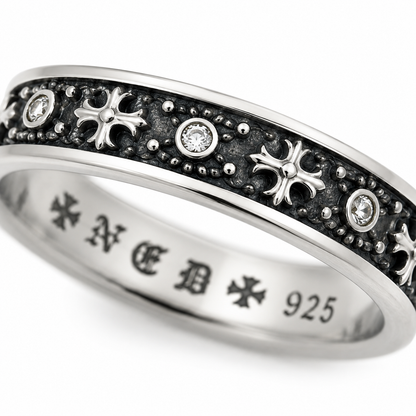 Men's Gothic Cross Stainless Steel Ring – Silver Vintage Engraved Band
