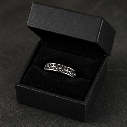 Men's Gothic Cross Stainless Steel Ring – Silver Vintage Engraved Band