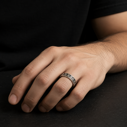 Men's Gothic Engraved Stainless Steel Ring – Silver Vintage Band