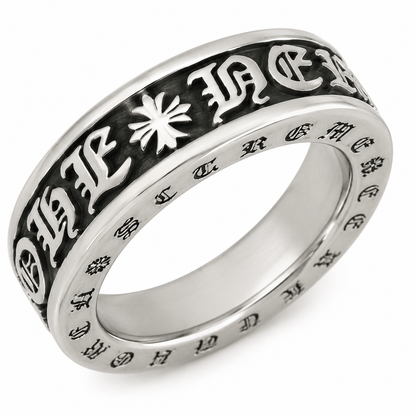 Men's Gothic Engraved Stainless Steel Ring – Silver Vintage Band